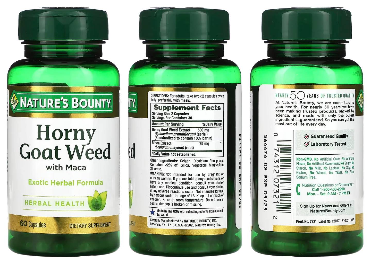 Nature's Bounty, Horny Goat Weed with Maca packaging