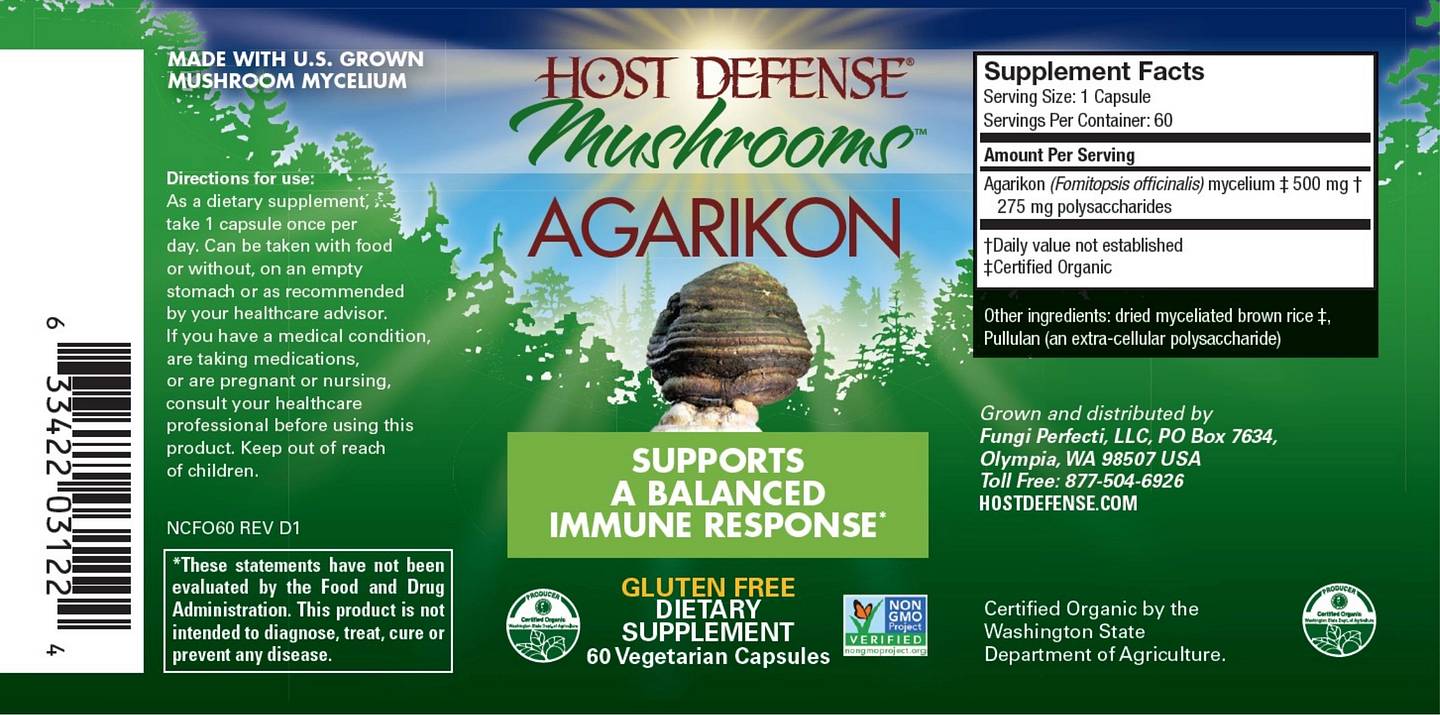 Fungi Perfecti, Host Defense Mushrooms label