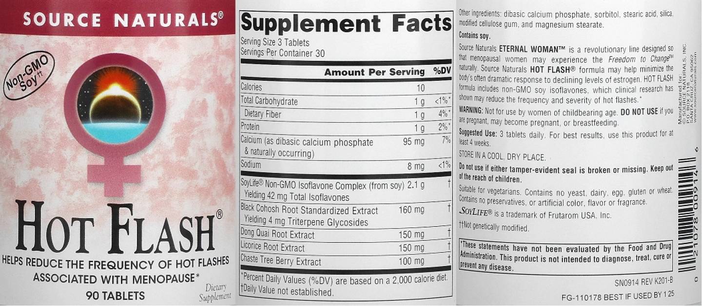 Source Naturals, Hot Flash label