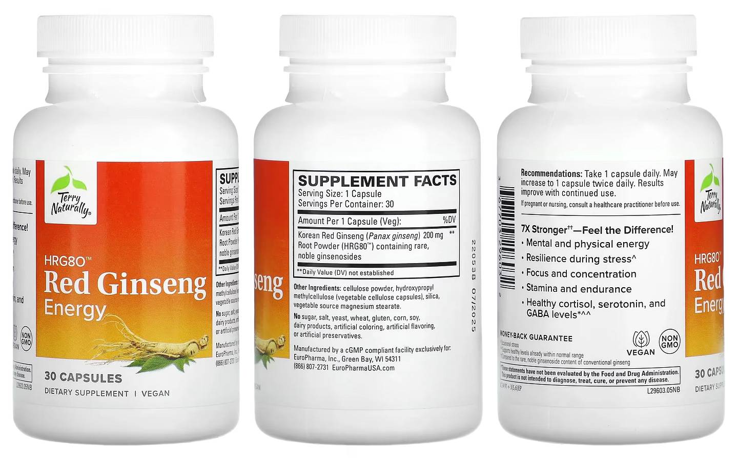 Terry Naturally, HRG80 Red Ginseng Energy packaging