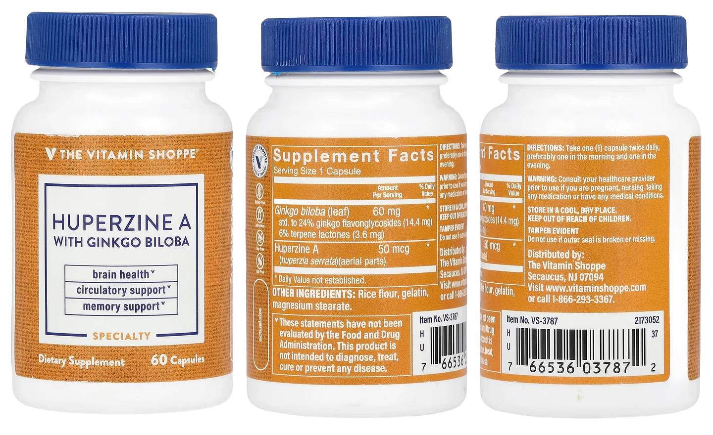 The Vitamin Shoppe, Huperzine A With Ginkgo Biloba packaging