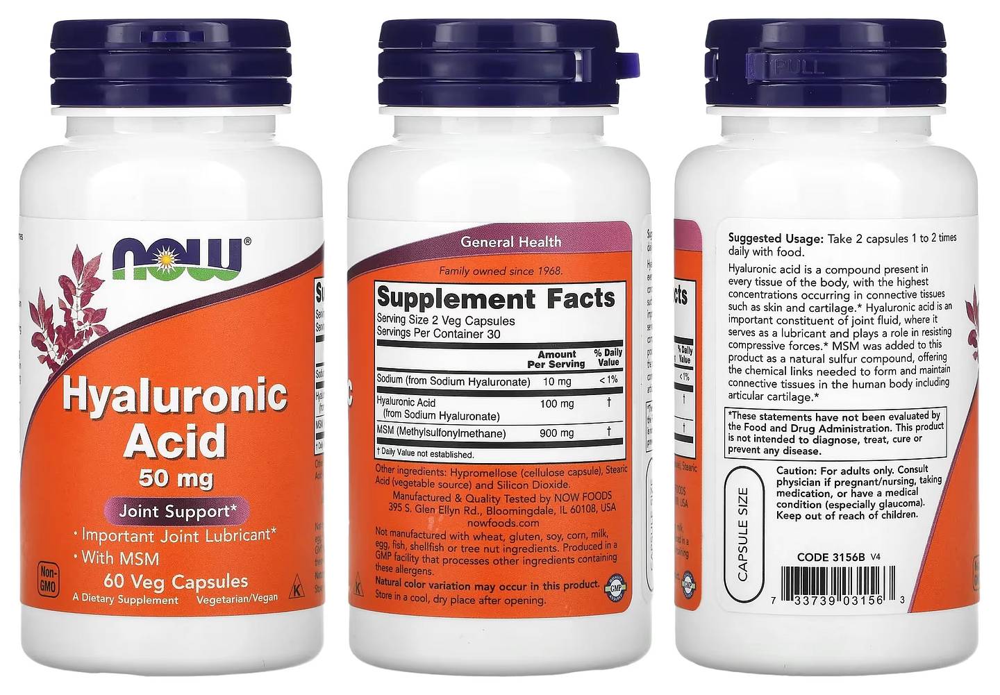 NOW Foods, Hyaluronic Acid packaging