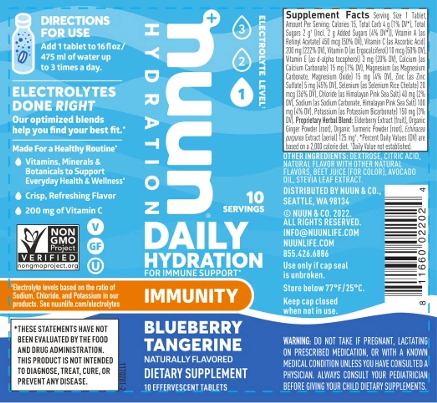 Nuun, Hydration label