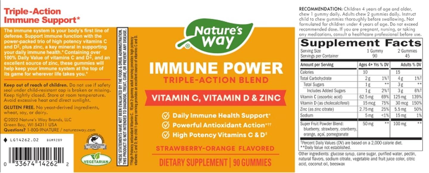 Nature's Way, Immune Power, Triple-Action Blend, Strawberry-Orange label