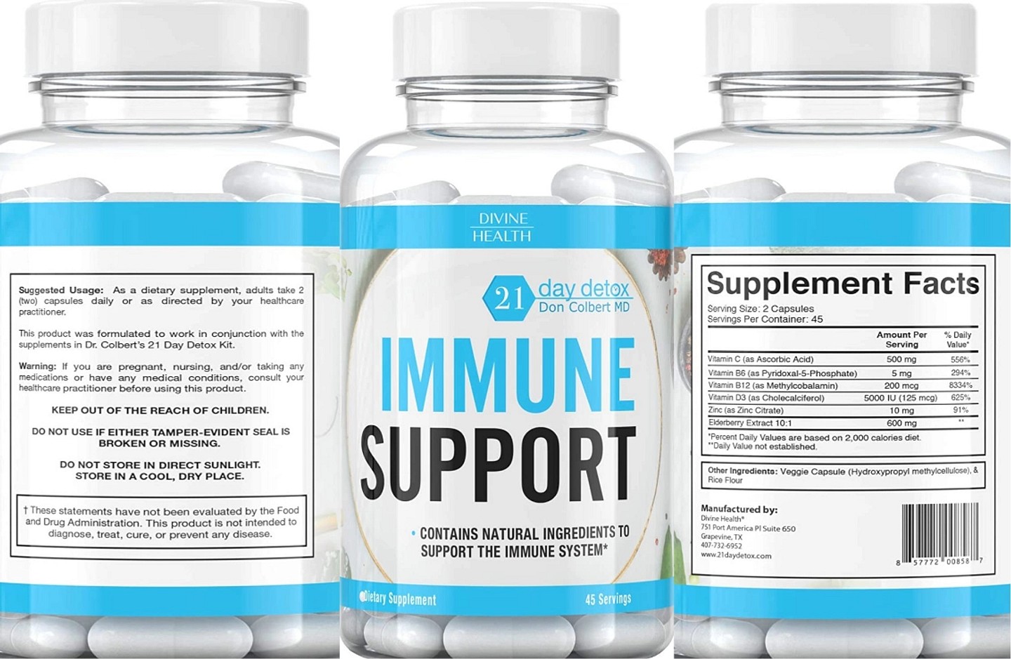 Divine Health, Immune Support label