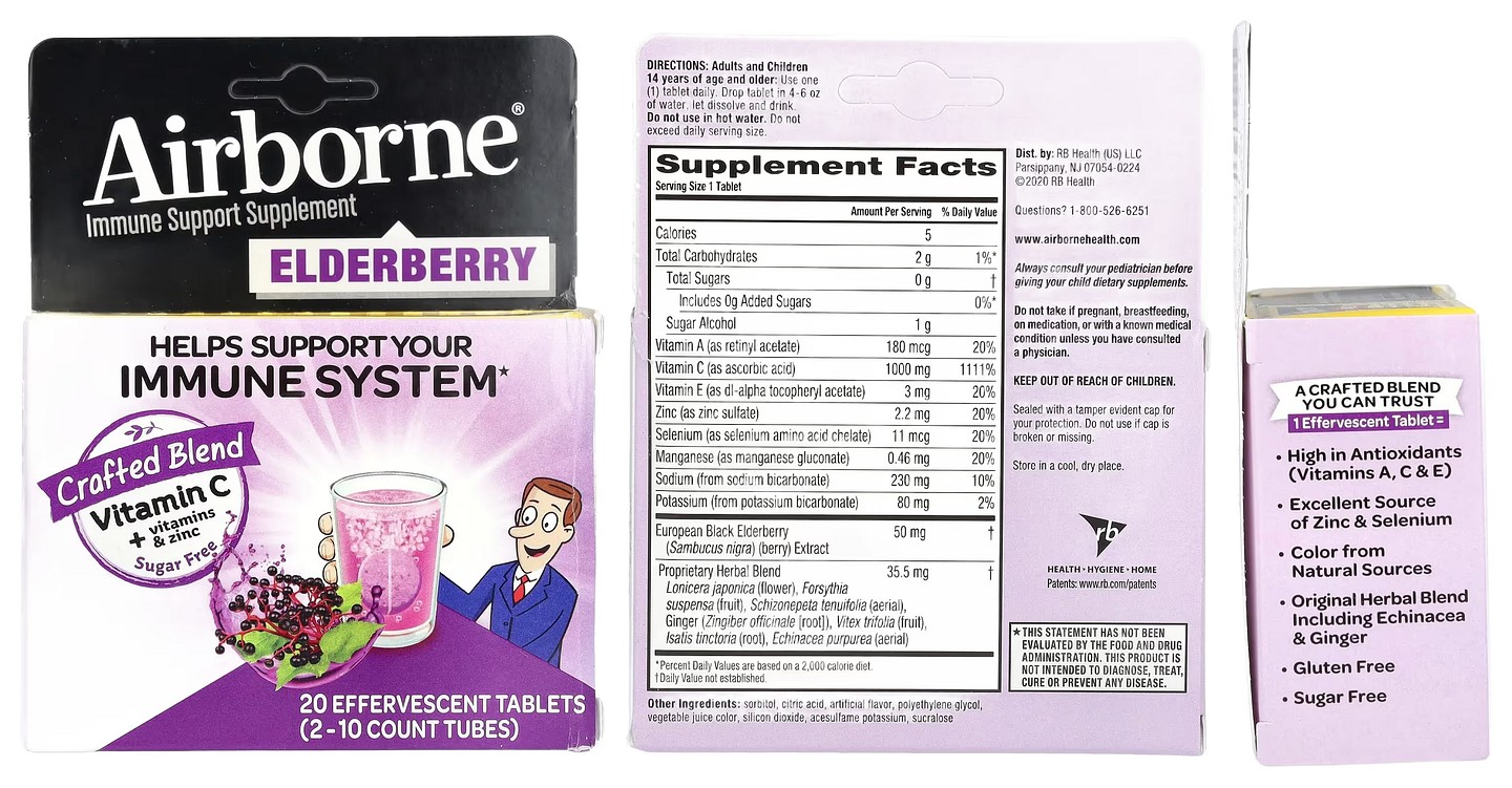 AirBorne, Immune Support Supplement, Elderberry packaging