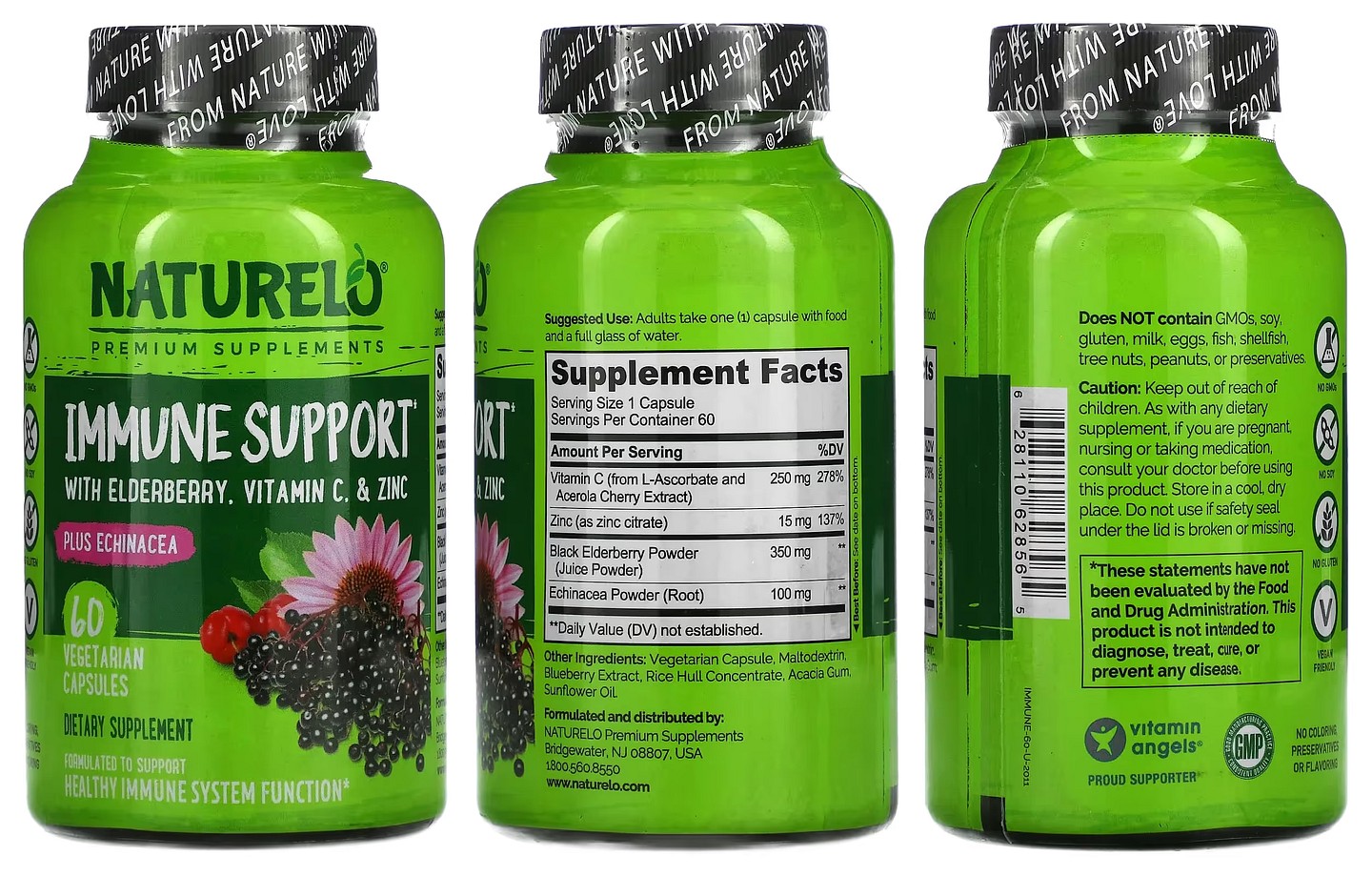 NATURELO, Immune Support with Elderberry packaging