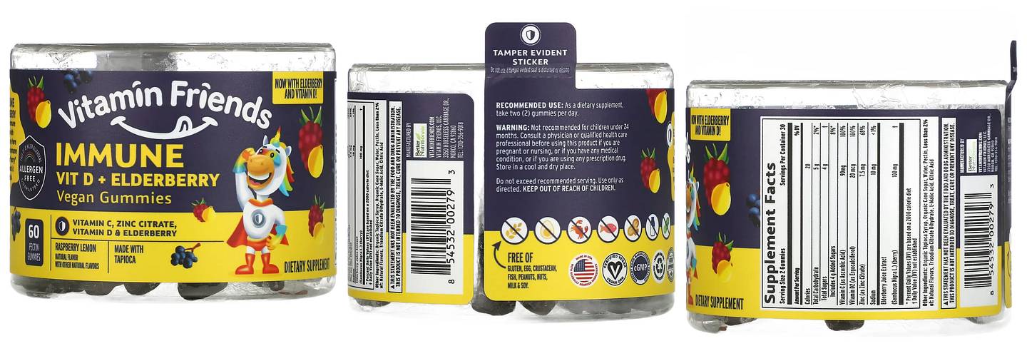 Vitamin Friends, Immune Vit D + Elderberry packaging