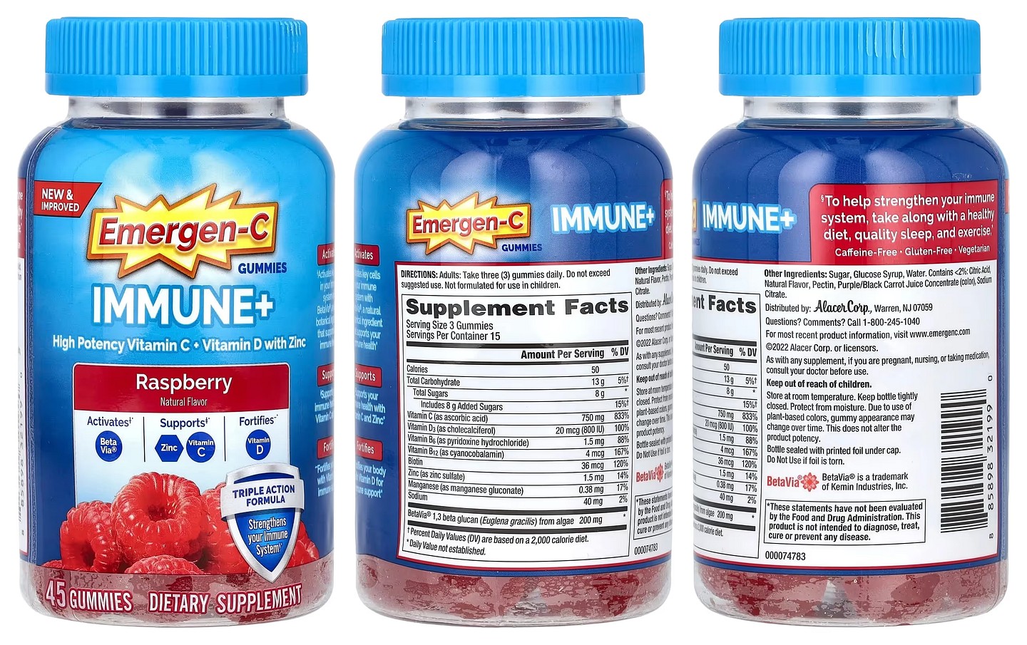 Emergen-C, Immune+ Vitamin C + Vitamin D with  Zinc Gummies packaging