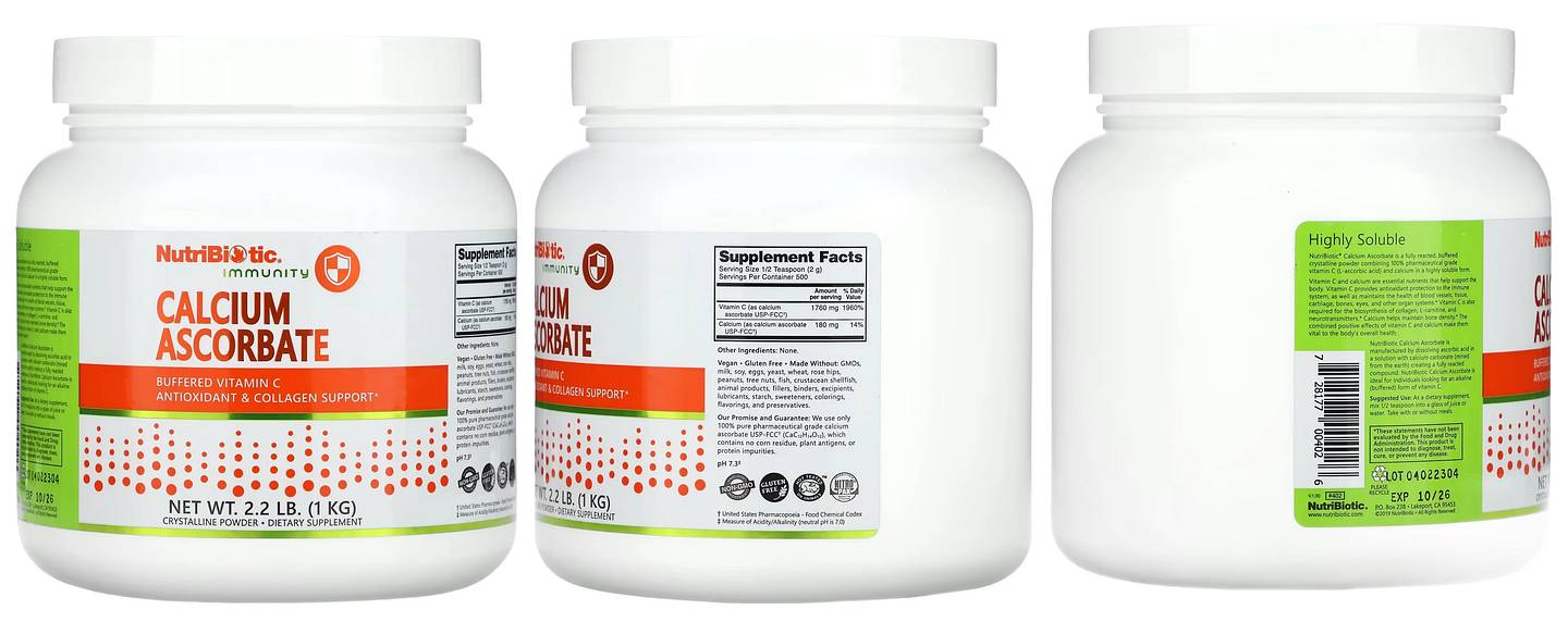 NutriBiotic, Immunity, Calcium Ascorbate packaging