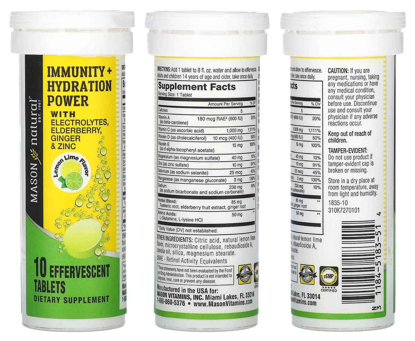 Mason Natural, Immunity + Hydration Power with Electrolytes packaging