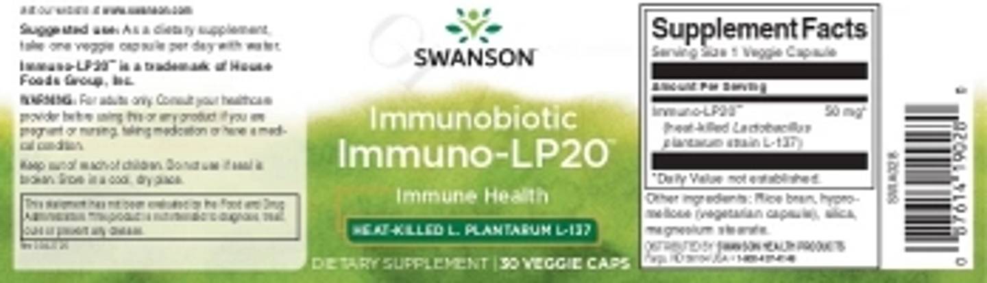 Swanson, Immunobiotic, Immuno-LP20 label