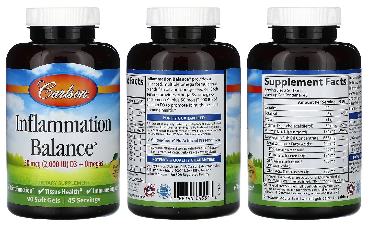 Carlson, Inflammation Balance D3 + Omegas packaging