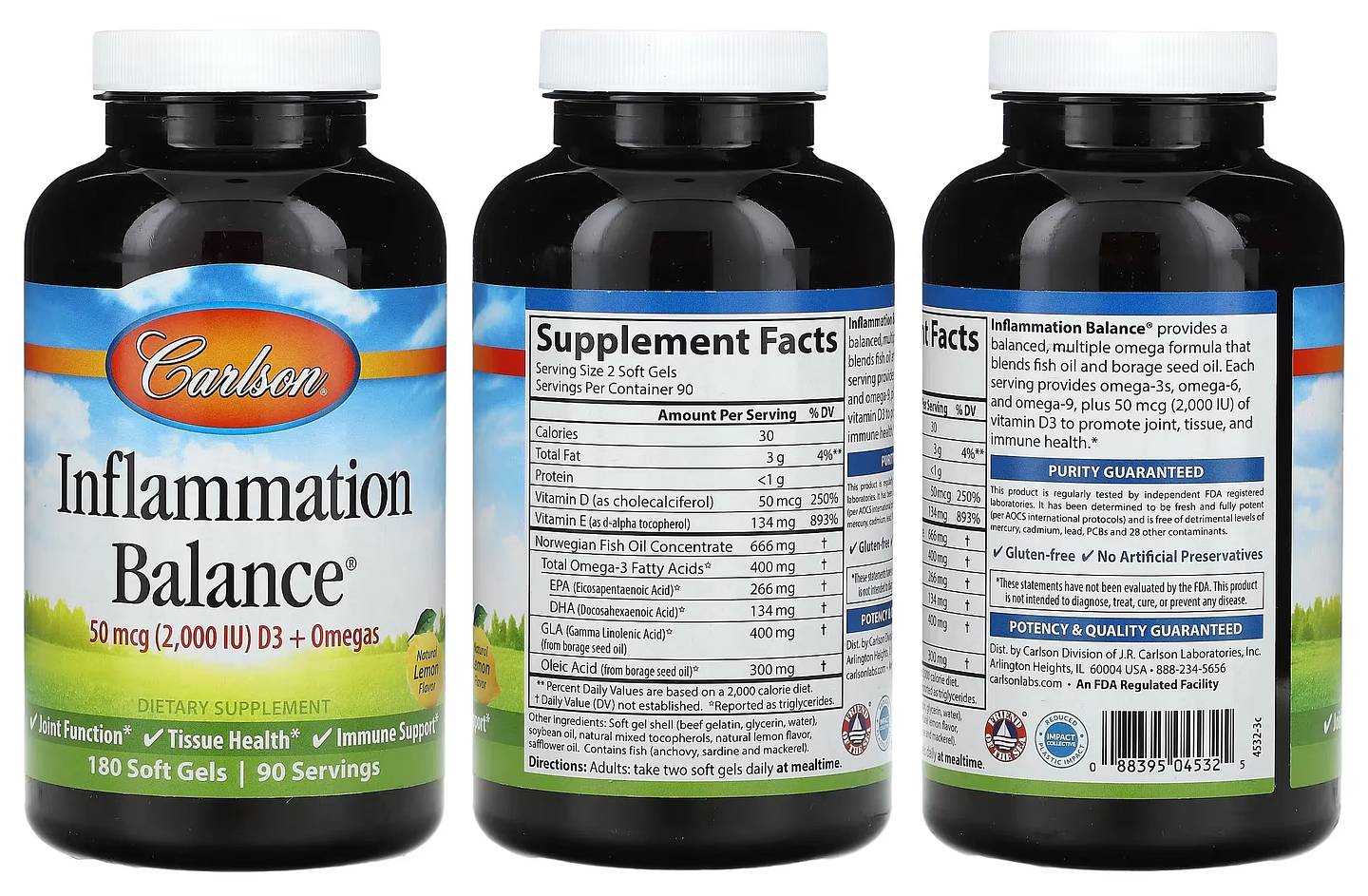 Carlson, Inflammation Balance, Natural Lemon packaging