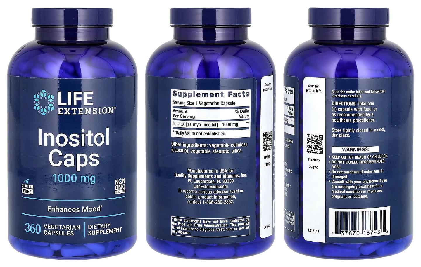 Life Extension, Inositol Caps packaging