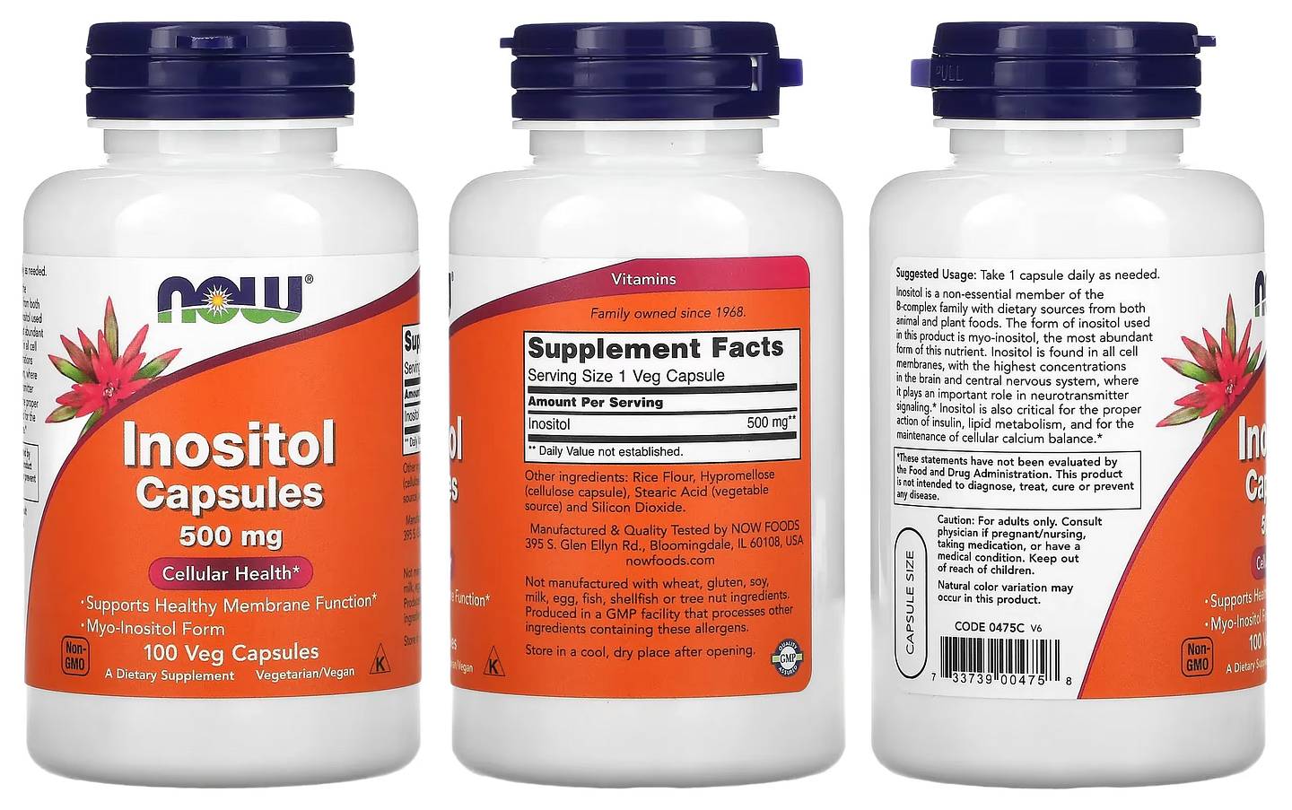 NOW Foods, Inositol Capsules packaging