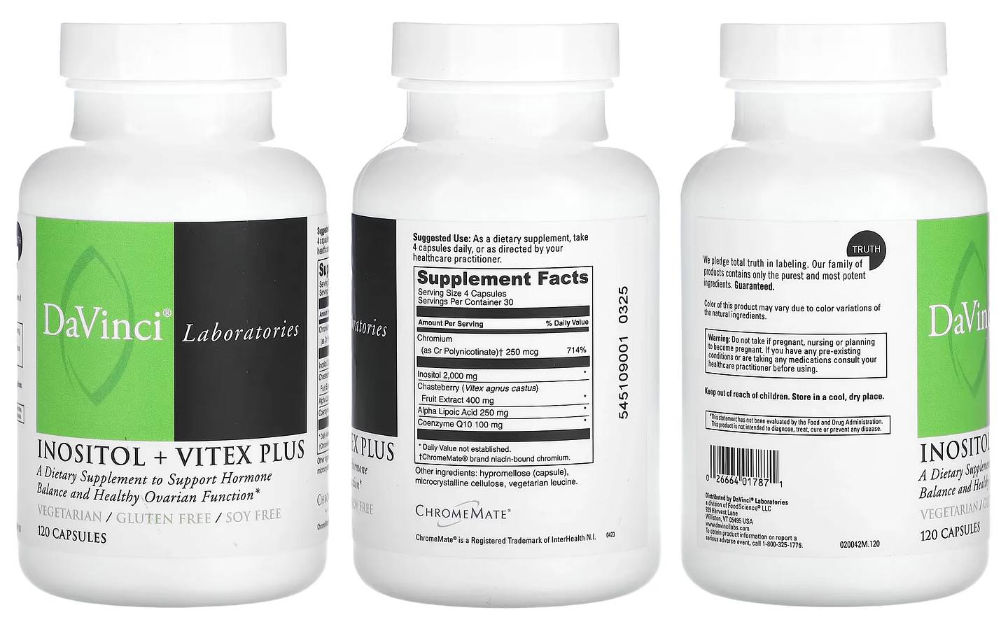 DaVinci Laboratories of Vermont, Inositol + Vitex Plus packaging