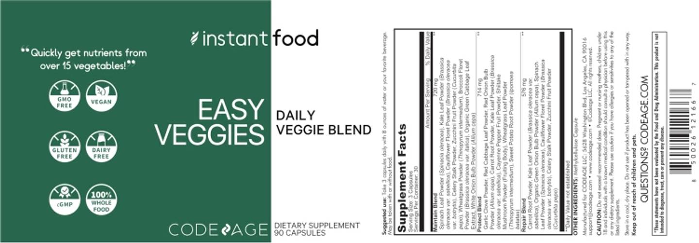 Codeage, Instant Food label