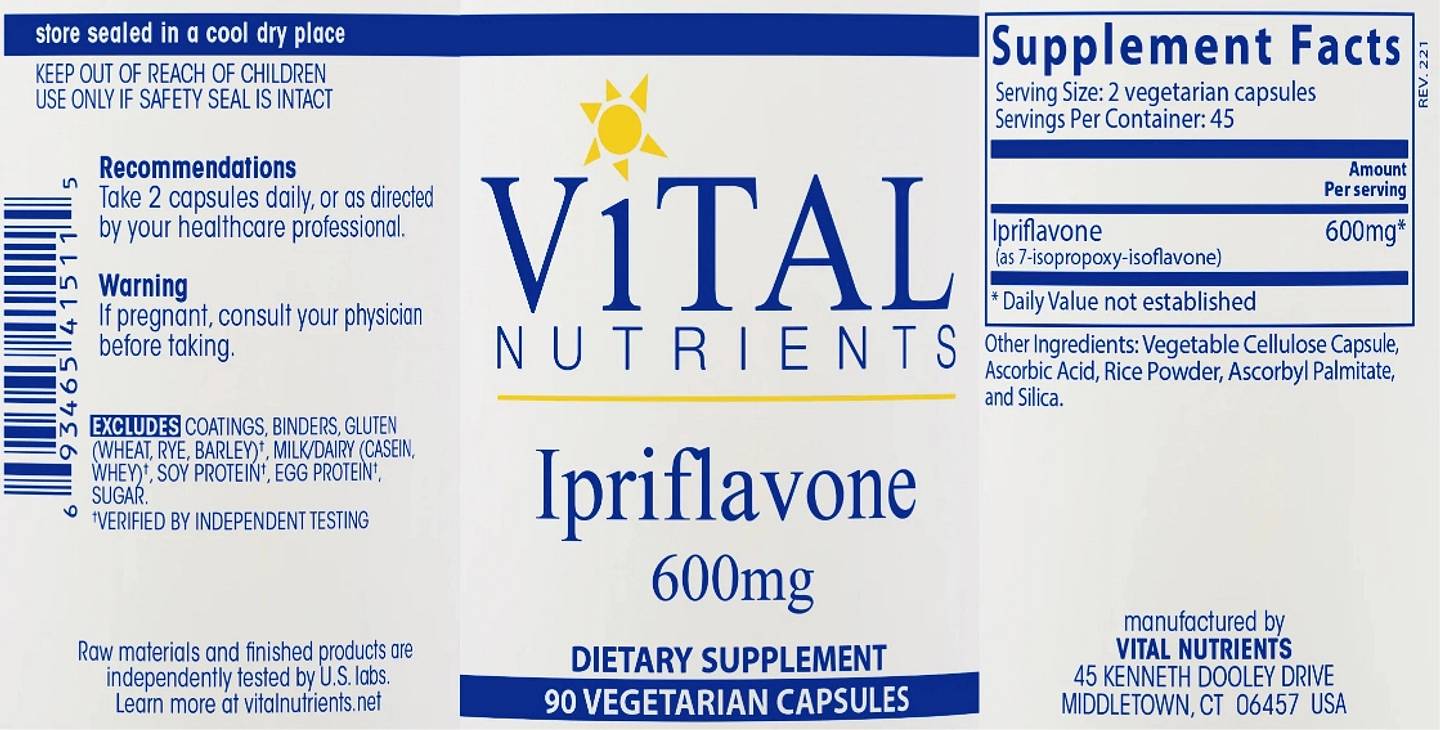 Vital Nutrients, Ipriflavone label