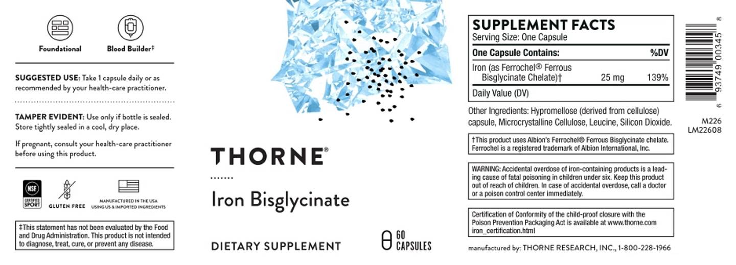 Thorne, Iron Bisglycinate label