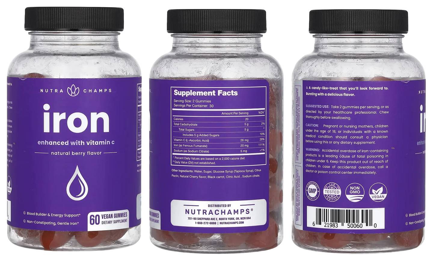 NutraChamps, Iron Gummies packaging