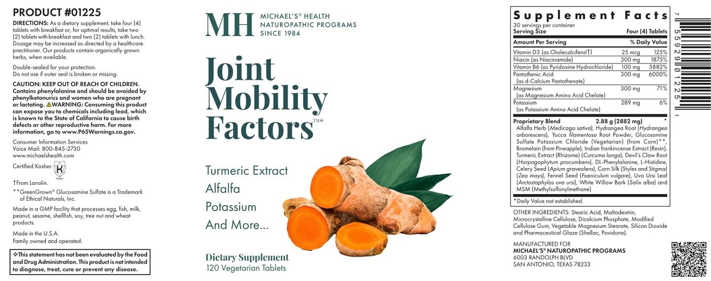 Michael's Naturopathic, Joint Mobility Factors label