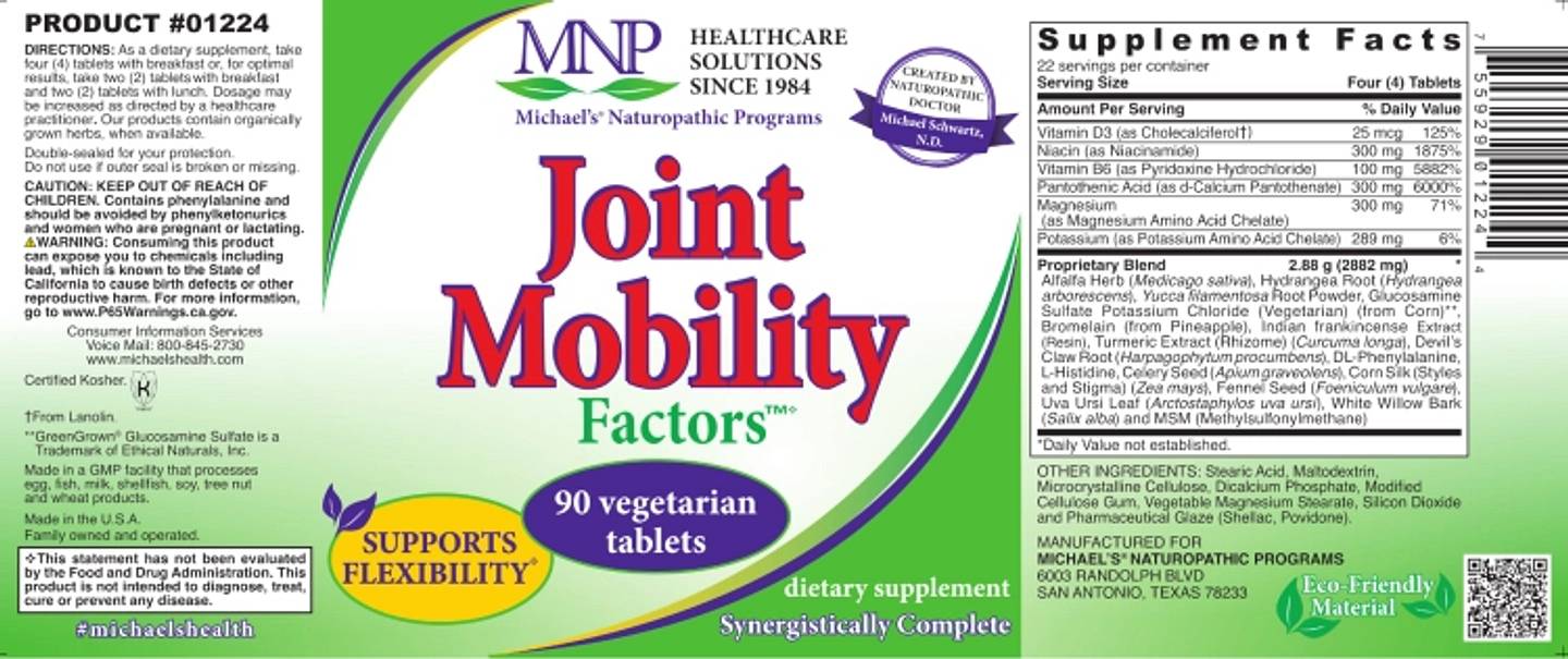 Michael's Naturopathic, Joint Mobility Factors label