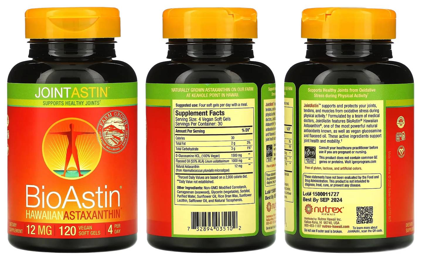 Nutrex Hawaii, JointAstin BioAstin Hawaiian Astaxanthin packaging