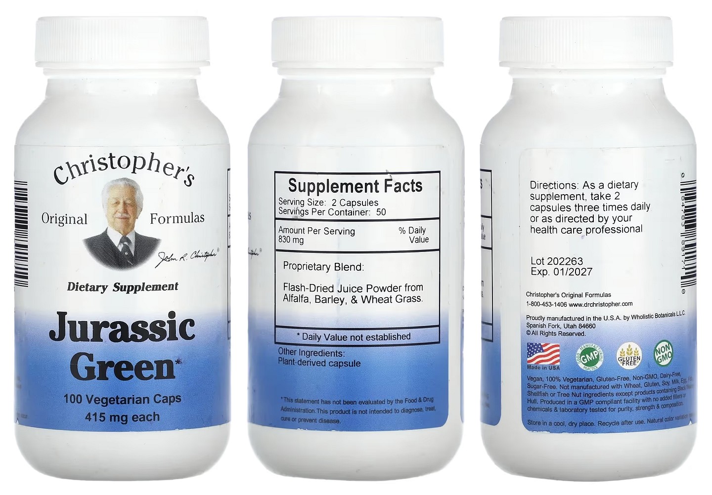 Dr. Christopher's, Jurassic Green packaging
