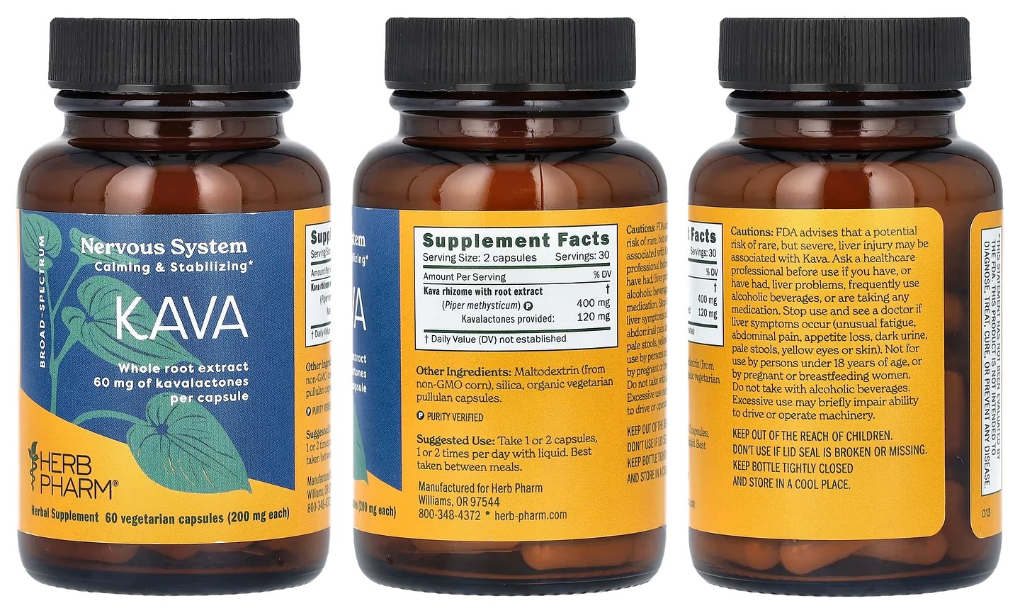 Herb Pharm, Kava packaging