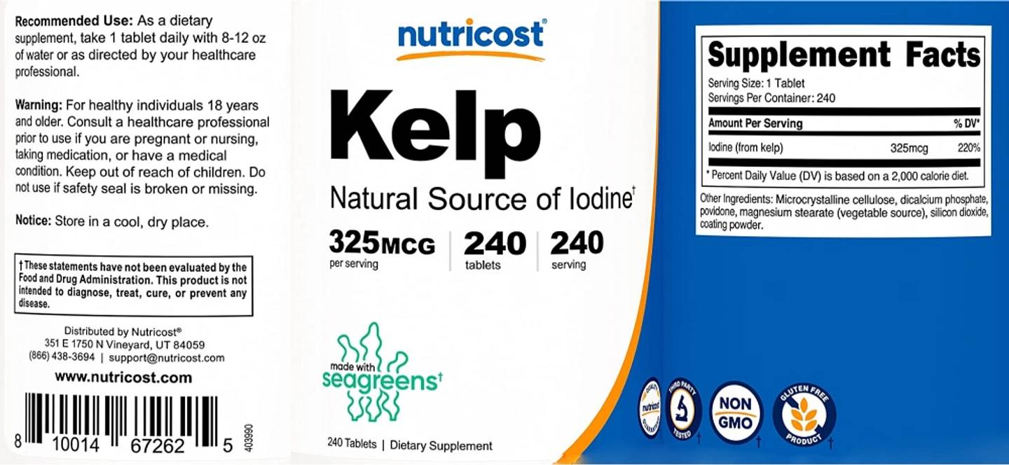 Nutricost, Kelp label