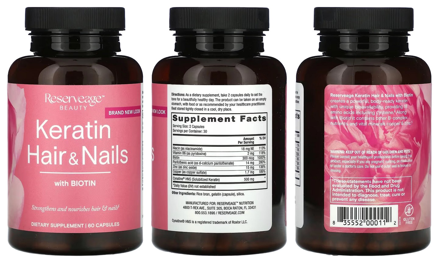 Reserveage Beauty, Keratin Hair & Nails With Biotin packaging
