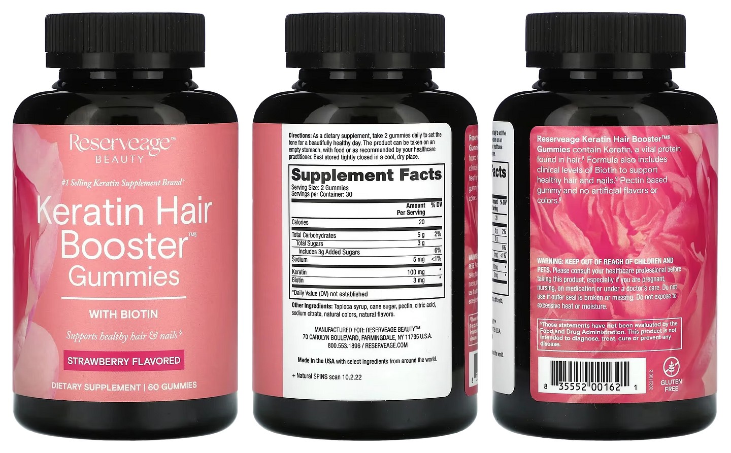 Reserveage Beauty, Keratin Hair Booster Gummies With Biotin packaging