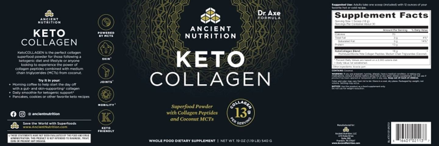 Ancient Nutrition, Keto Collagen label