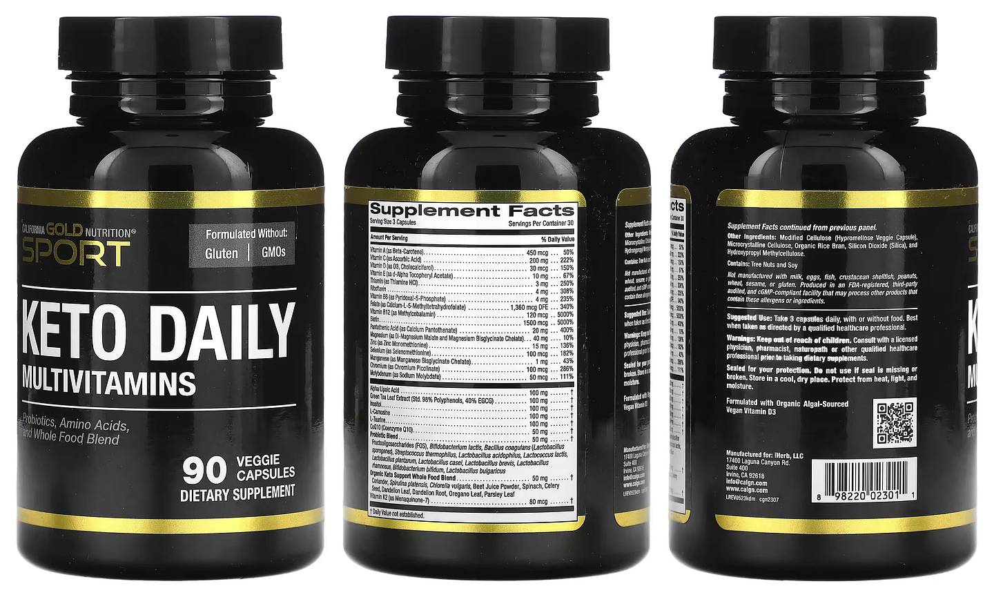 California Gold Nutrition, Keto Daily Multi-Vitamins with Green Tea packaging