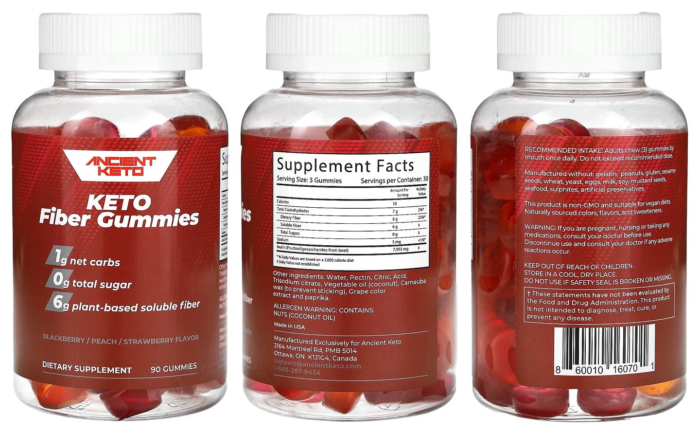 Ancient Nutrition, Keto Fiber Gummies packaging