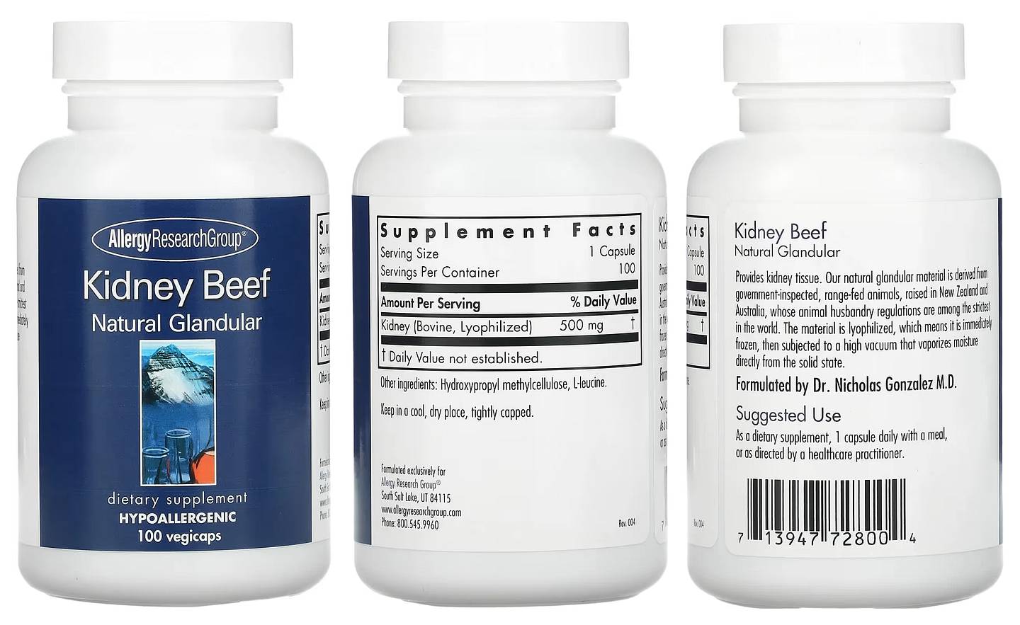 Allergy Research Group, Kidney Beef packaging