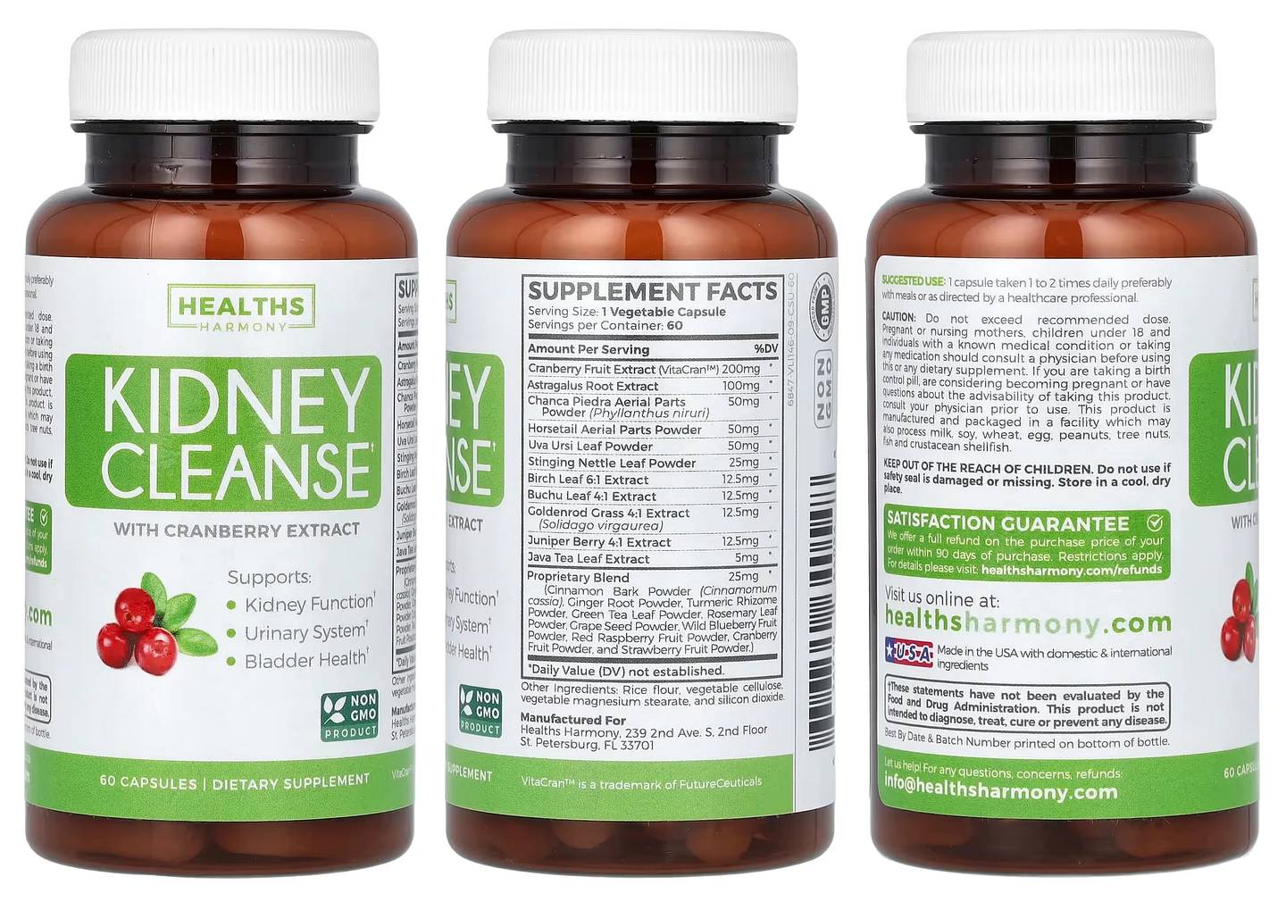 Healths Harmony, Kidney Cleanse With Cranberry Extract packaging