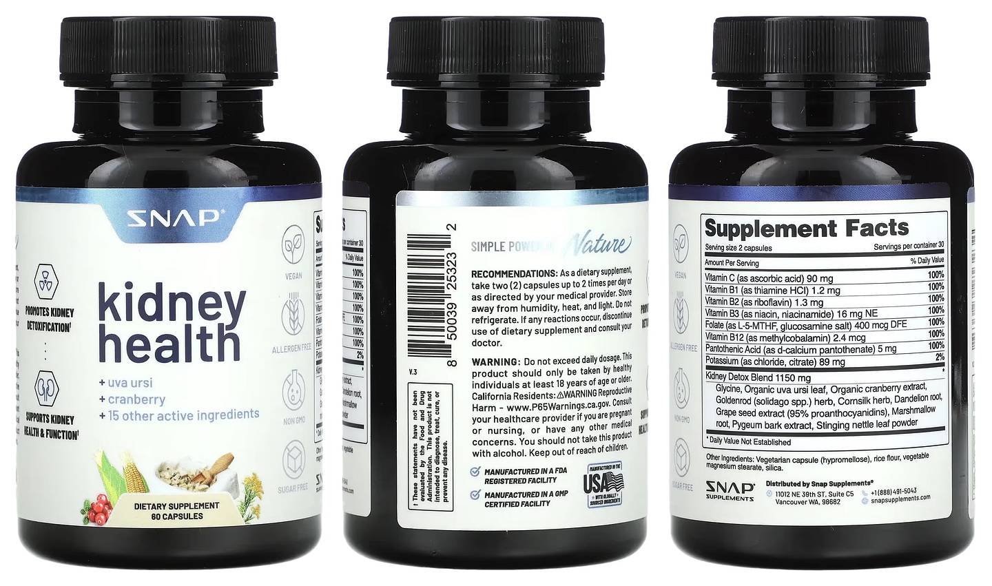 Snap Supplements, Kidney Health packaging