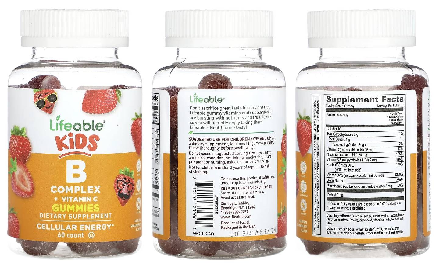 Lifeable, Kids B Complex + Vitamin C Gummies packaging