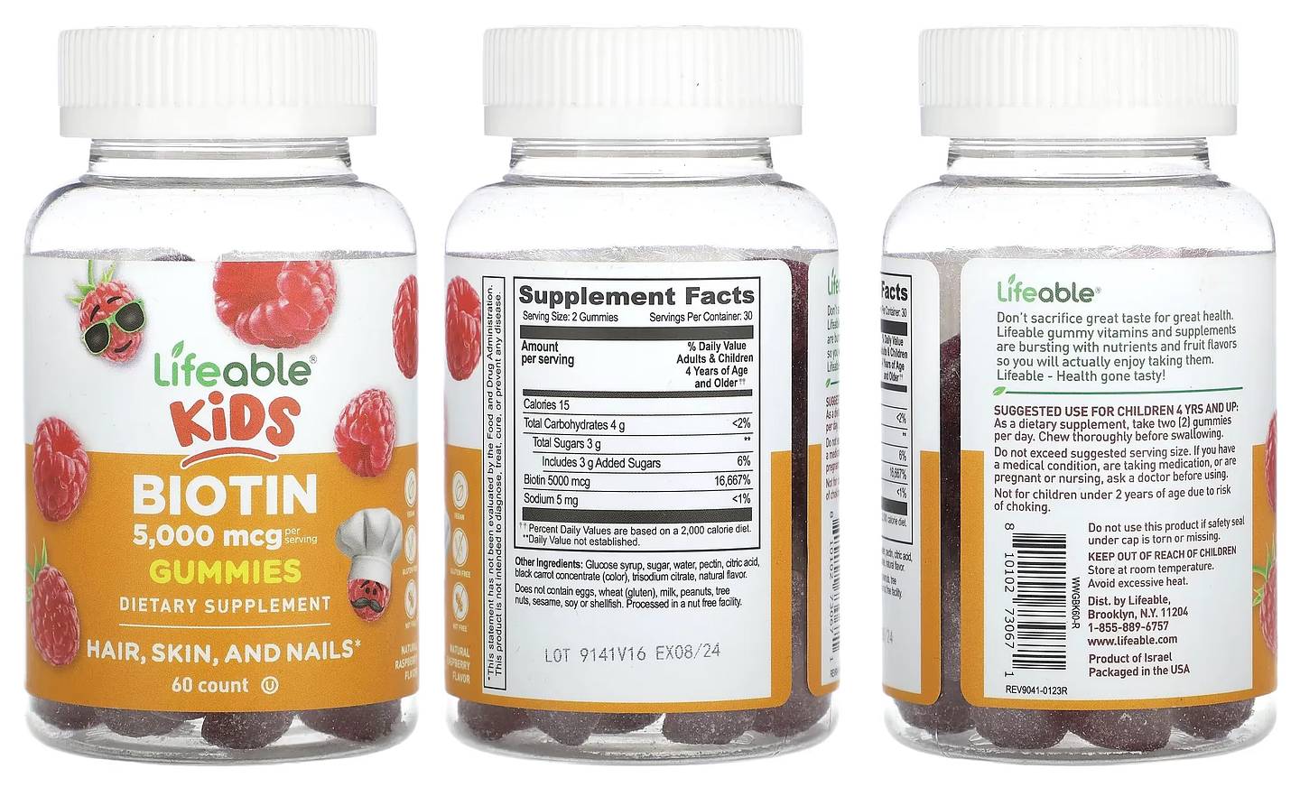 Lifeable, Kids Biotin Gummies packaging