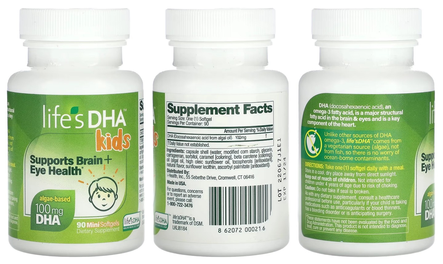 Life's DHA, Kids, Brain + Eye Health, 100 mg packaging