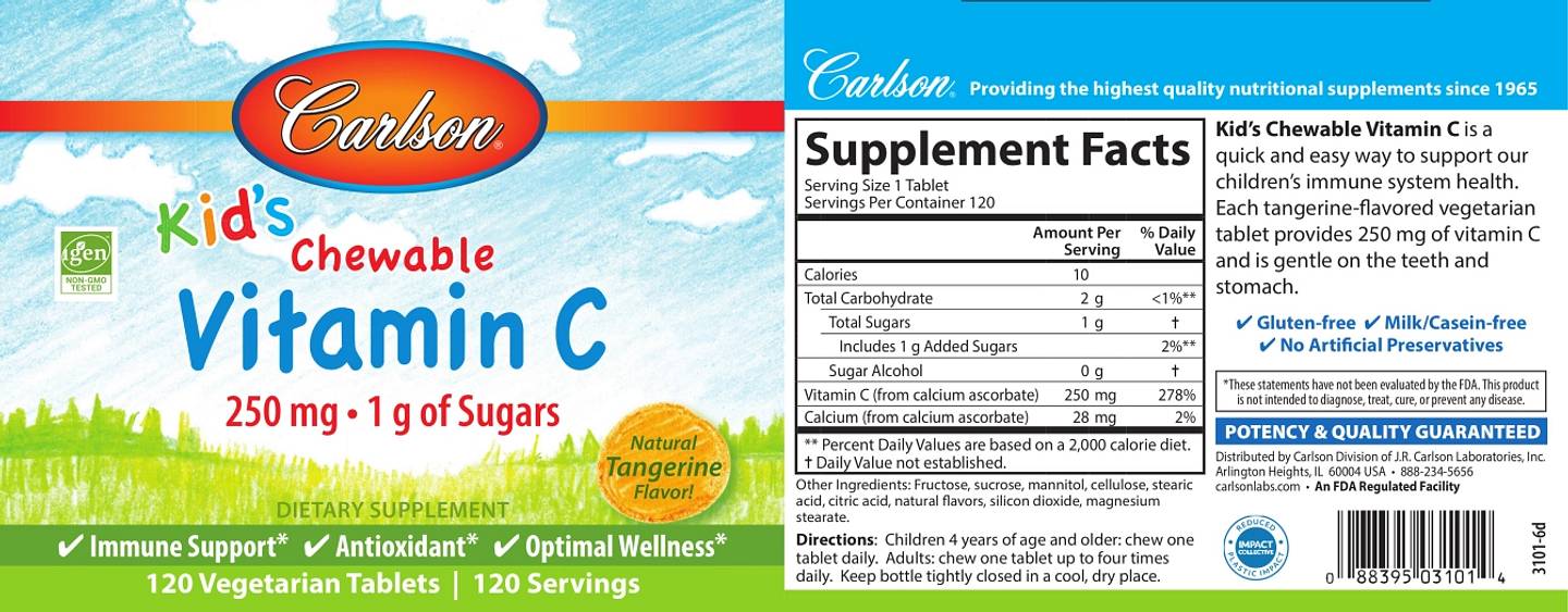 Carlson, Kid's Chewable Vitamin C label