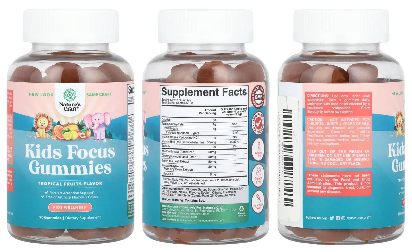 Nature's Craft, Kids Focus Gummies packaging