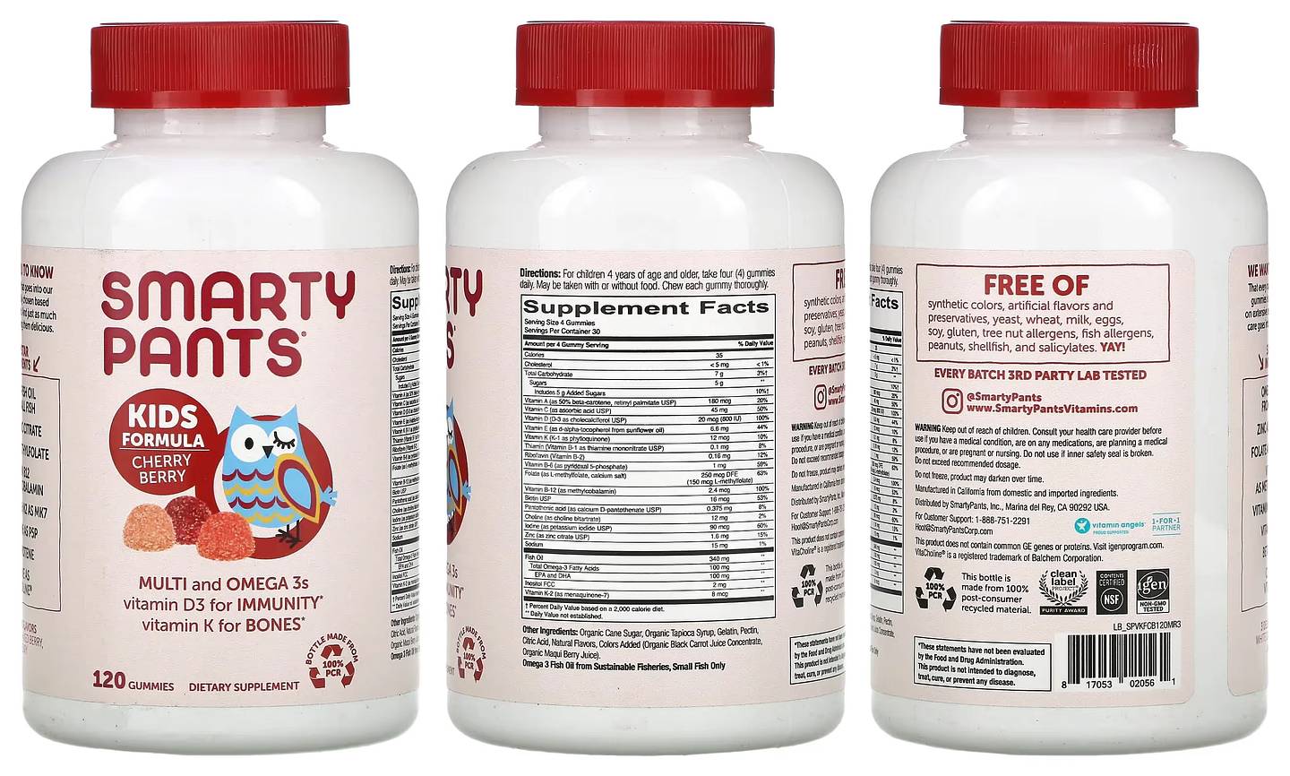 SmartyPants, Kids Formula, Multi and Omega 3s packaging