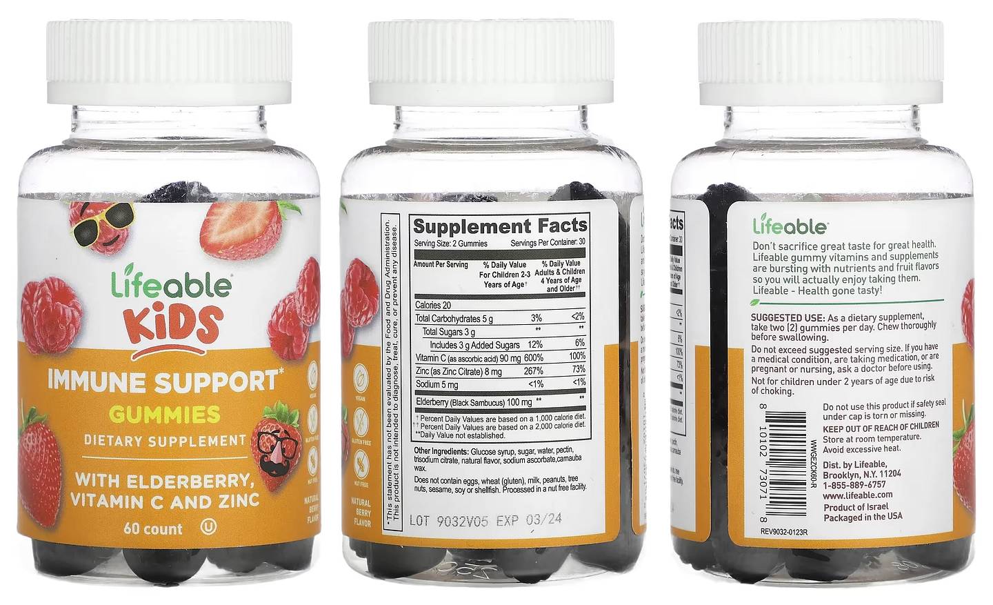 Lifeable, Kids Immune Support Gummies packaging