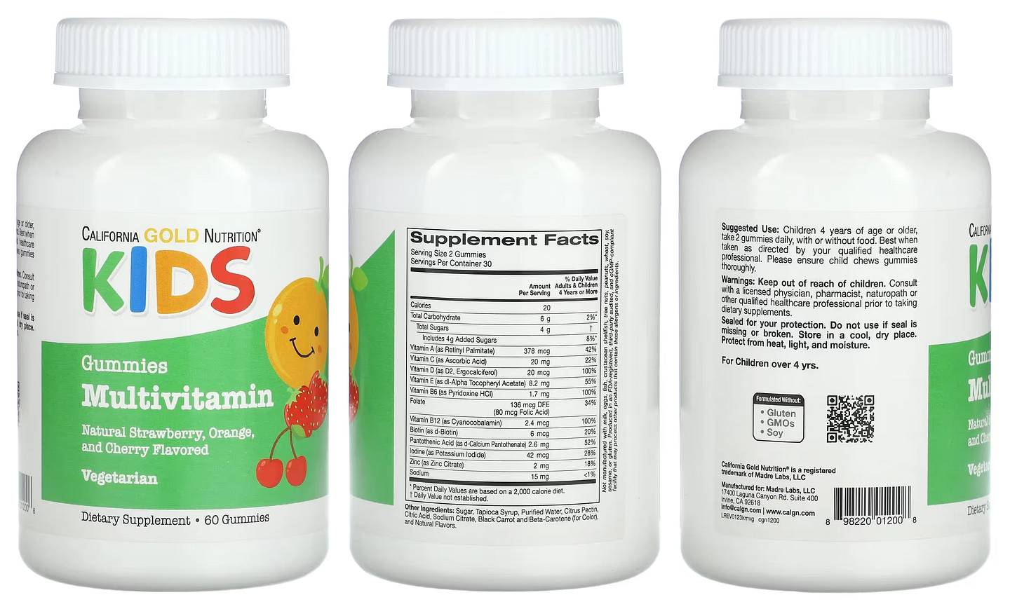 California Gold Nutrition, Kid's Multivitamin Gummies packaging