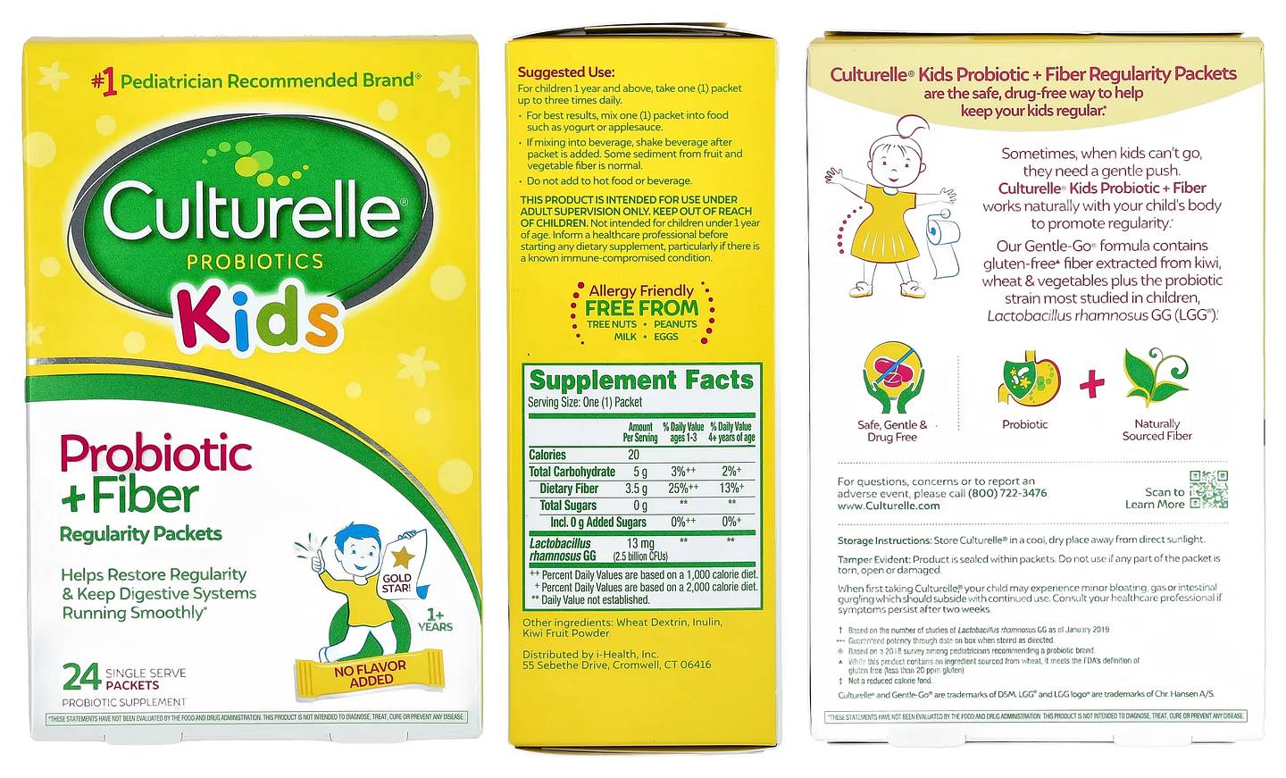 Culturelle, Kids Probiotic + Fiber Regularity packaging