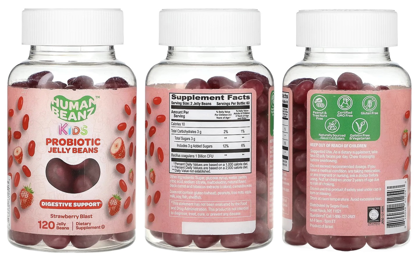 Human Beanz, Kids Probiotic Jelly Beans Strawberry Blast packaging