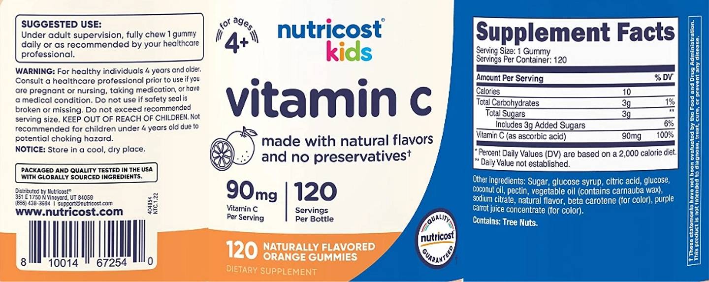 Nutricost, Kids Vitamin C label